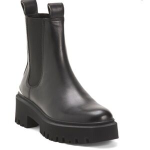 Maje Black Leather Combat Boots